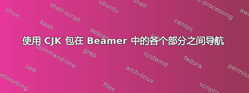 使用 CJK 包在 Beamer 中的各个部分之间导航