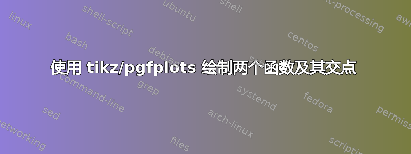 使用 tikz/pgfplots 绘制两个函数及其交点