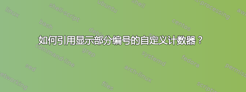 如何引用显示部分编号的自定义计数器？