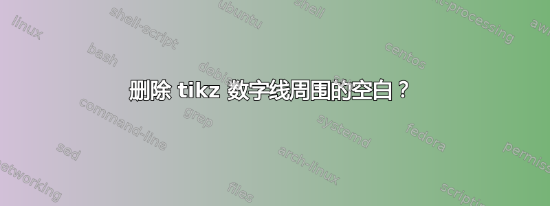 删除 tikz 数字线周围的空白？