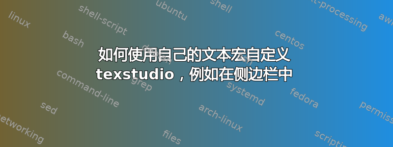 如何使用自己的文本宏自定义 texstudio，例如在侧边栏中