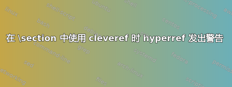 在 \section 中使用 cleveref 时 hyperref 发出警告