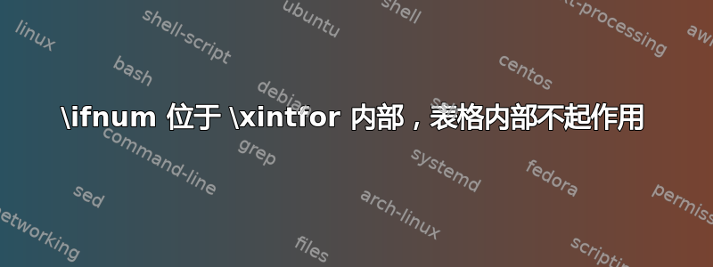 \ifnum 位于 \xintfor 内部，表格内部不起作用