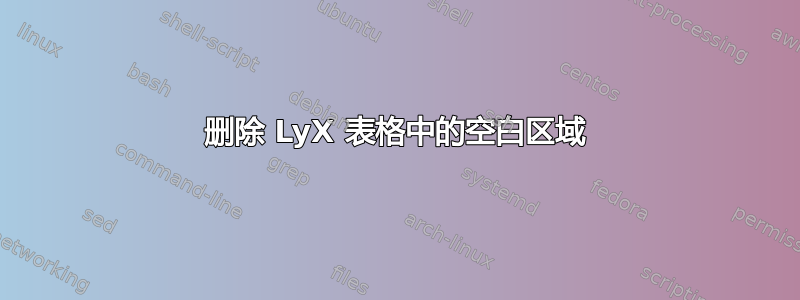 删除 LyX 表格中的空白区域