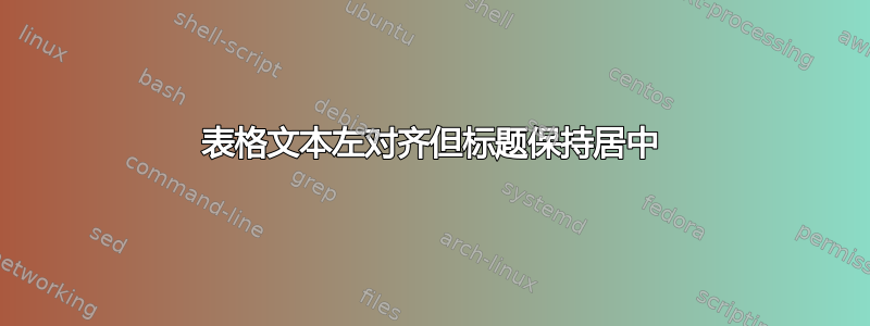 表格文本左对齐但标题保持居中