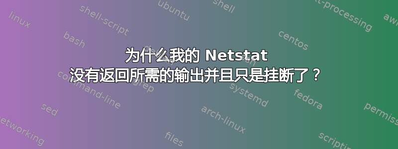 为什么我的 Netstat 没有返回所需的输出并且只是挂断了？