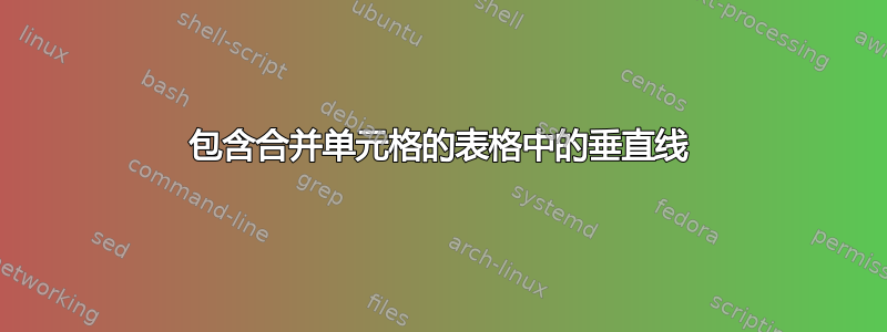 包含合并单元格的表格中的垂直线