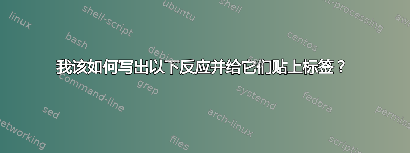 我该如何写出以下反应并给它们贴上标签？