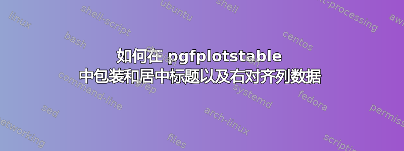 如何在 pgfplotstable 中包装和居中标题以及右对齐列数据