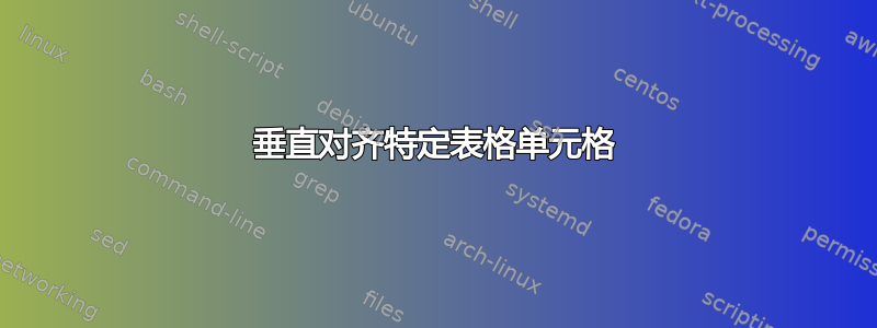 垂直对齐特定表格单元格