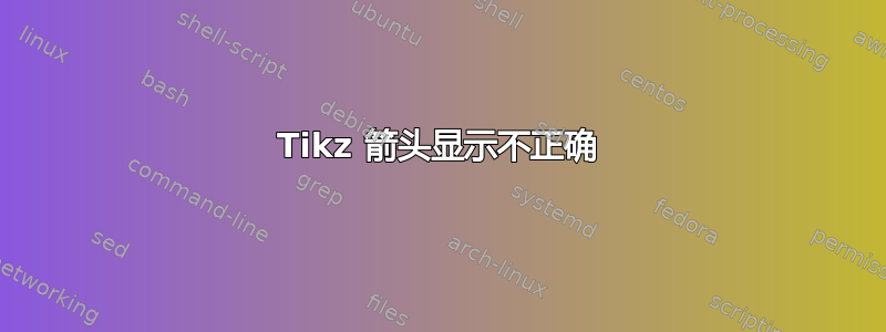 Tikz 箭头显示不正确