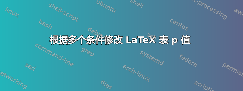 根据多个条件修改 LaTeX 表 p 值