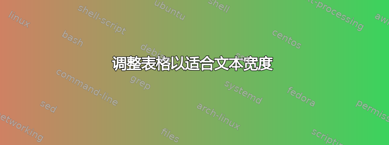 调整表格以适合文本宽度