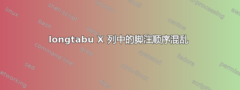 longtabu X 列中的脚注顺序混乱