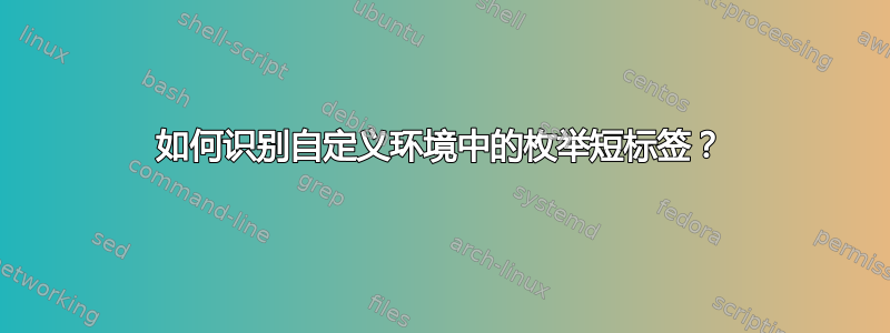 如何识别自定义环境中的枚举短标签？