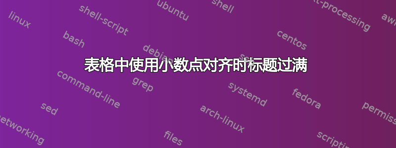 表格中使用小数点对齐时标题过满