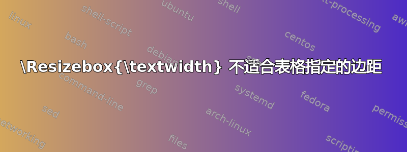 \Resizebox{\textwidth} 不适合表格指定的边距