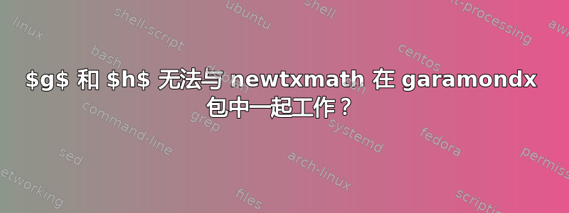 $g$ 和 $h$ 无法与 newtxmath 在 garamondx 包中一起工作？