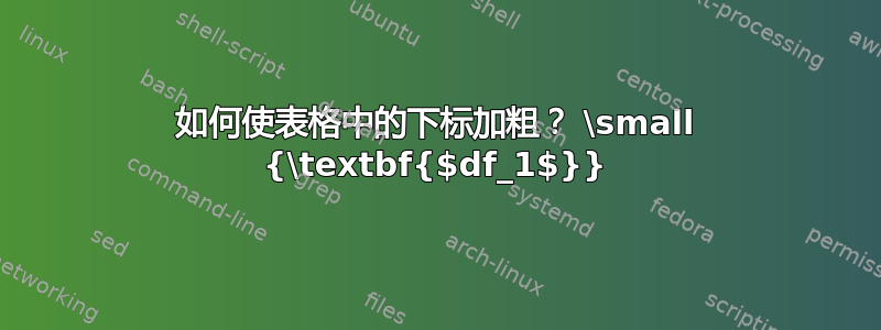 如何使表格中的下标加粗？ \small {\textbf{$df_1$}}