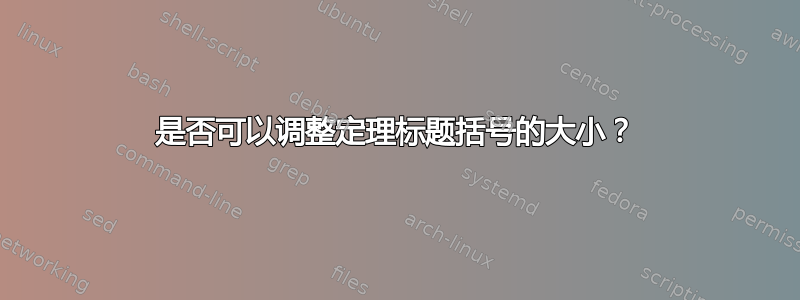 是否可以调整定理标题括号的大小？