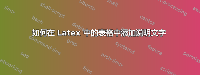 如何在 Latex 中的表格中添加说明文字