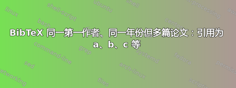 BibTeX 同一第一作者、同一年份但多篇论文：引用为 a、b、c 等