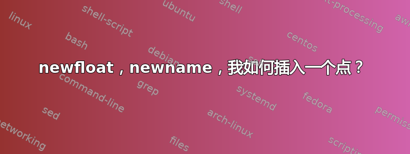 newfloat，newname，我如何插入一个点？