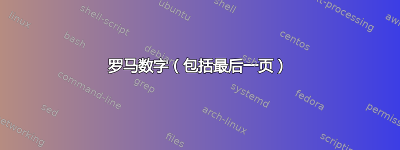 罗马数字（包括最后一页）