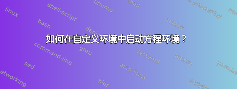 如何在自定义环境中启动方程环境？