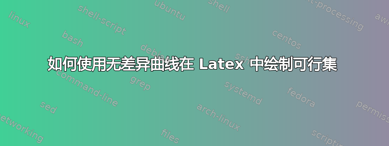 如何使用无差异曲线在 Latex 中绘制可行集