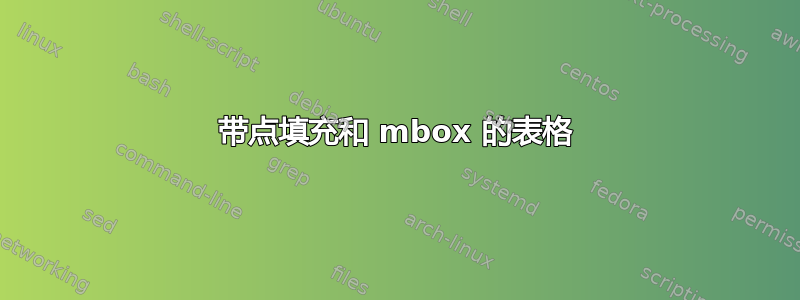 带点填充和 mbox 的表格