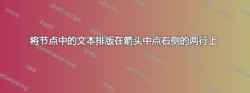 将节点中的文本排版在箭头中点右侧的两行上