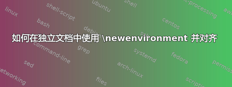 如何在独立文档中使用 \newenvironment 并对齐