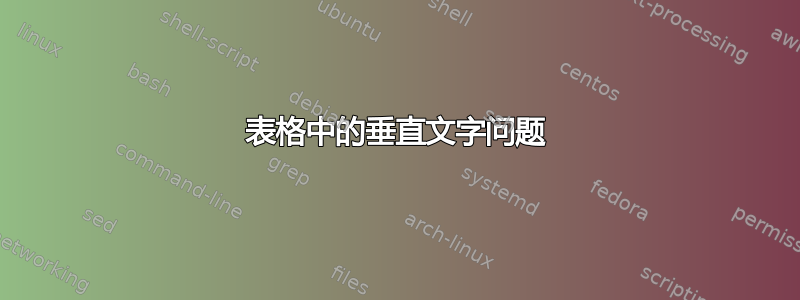 表格中的垂直文字问题