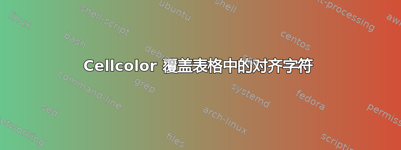 Cellcolor 覆盖表格中的对齐字符