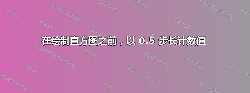 在绘制直方图之前，以 0.5 步长计数值