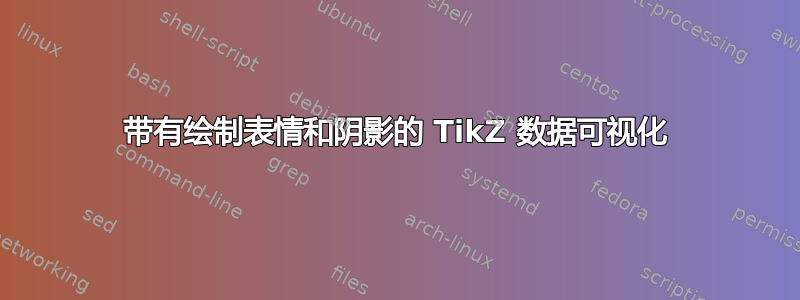 带有绘制表情和阴影的 TikZ 数据可视化