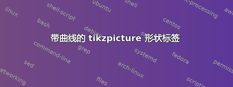 带曲线的 tikzpicture 形状标签