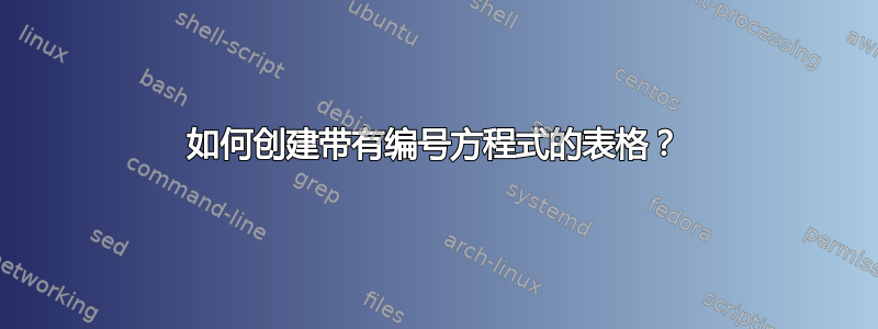 如何创建带有编号方程式的表格？