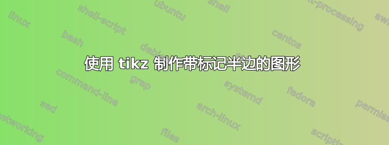 使用 tikz 制作带标记半边的图形