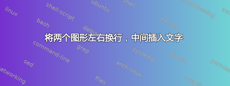 将两个图形左右换行，中间插入文字