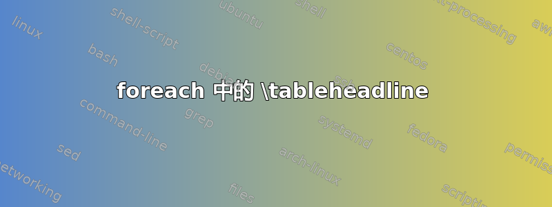 foreach 中的 \tableheadline