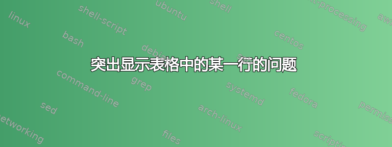 突出显示表格中的某一行的问题