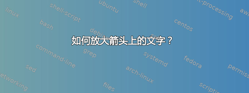 如何放大箭头上的文字？