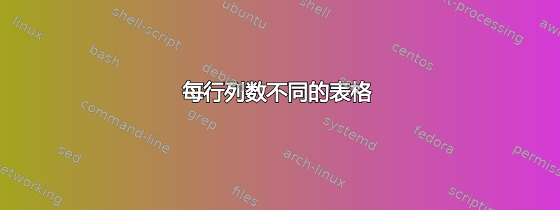 每行列数不同的表格