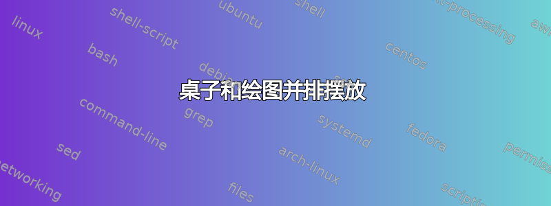 桌子和绘图并排摆放