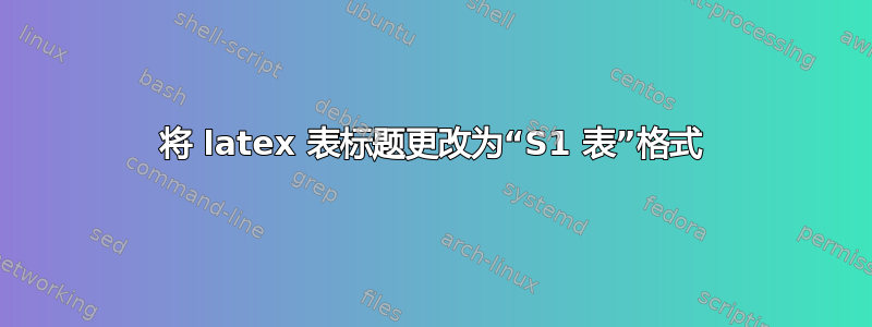 将 latex 表标题更改为“S1 表”格式