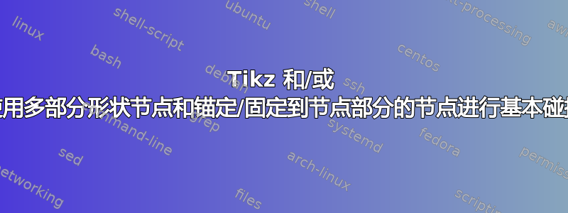 Tikz 和/或 PGF：使用多部分形状节点和锚定/固定到节点部分的节点进行基本碰撞避免？