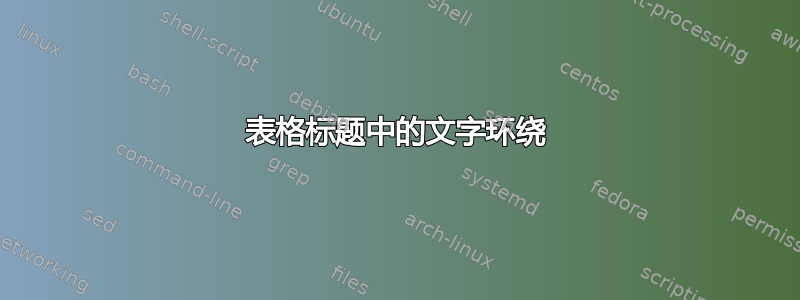 表格标题中的文字环绕