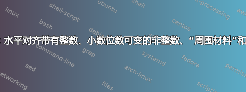 siunitx：水平对齐带有整数、小数位数可变的非整数、“周围材料”和括号的行